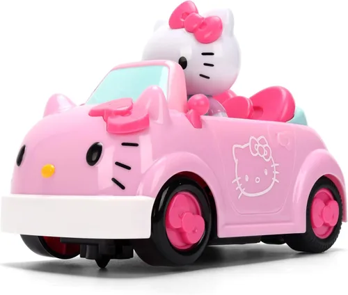 Vista 6 de Jada Hello Kitty - Vehículo a control remoto a escala 1:32 - Función simple con control remoto rosa convertible con juguetes de figuras no extraíbles