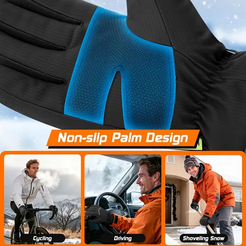 Vista 6 de Guantes de invierno impermeables, pantalla táctil térmica, clima frío, esquí, nieve, guantes cálidos a prueba de viento para ciclismo, correr