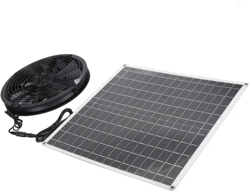 Vista 7 de 20W Solar Exhaust Fan, High Speed Solar Panel Ventilation Fan for Chicken Coop Pet House Barn Greenhouse, Efficient Cooling with 16V Solar Panel