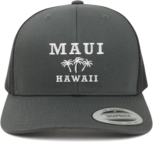 Vista 11 de Trendy Apparel Shop Maui Hawaii - Gorra de malla retro bordada con palmera