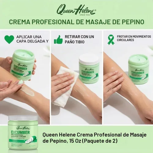 Vista 3 de Queen Helene Crema de masaje profesional, pepino, 15 onzas (el embalaje puede variar)