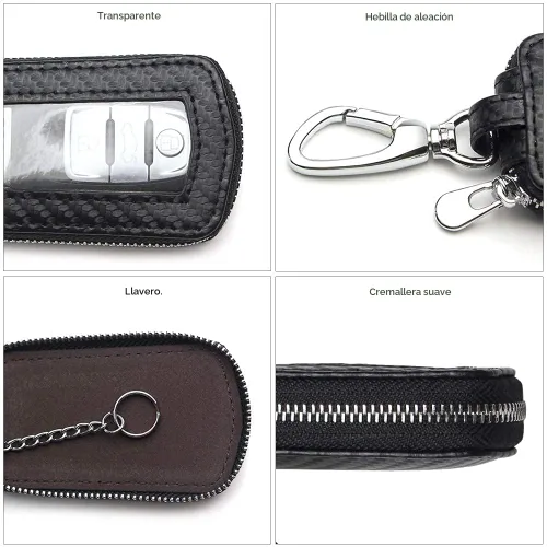 Vista 4 de Funda Universal Premium para Llavero de Coche de Cuero Genuino Portador de Llavero Inteligente de Coche para Llavero Remoto