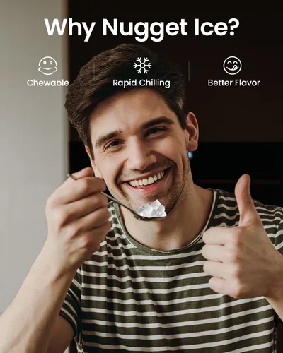 Vista 5 de VIVIDMOO Nugget - Máquina de hielo para encimera, 34 libras/día, máquina de hielo portátil de guijarros sónicos con autolimpieza, hielo rápido en 6