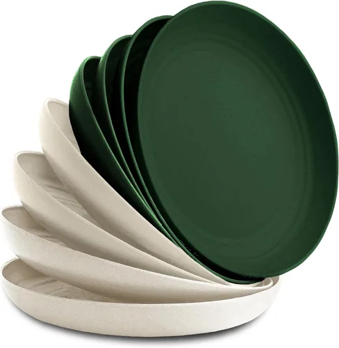 Vista 13 de Nook Theory Juego de 8 platos reutilizables de paja de trigo - Platos de cena no tóxicos y sin plástico para niños y adultos, plato ligero