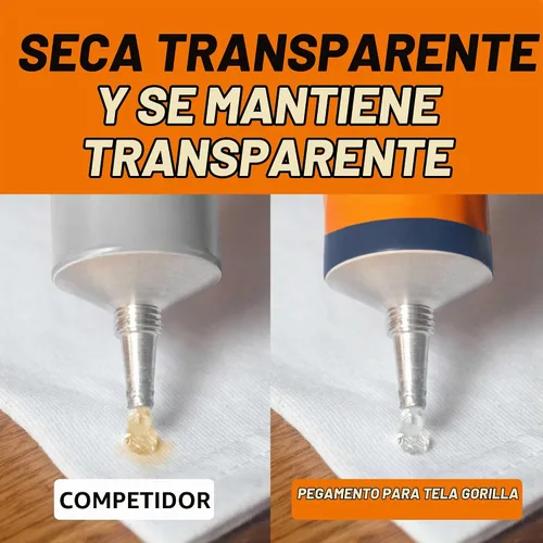 Vista 4 de Gorilla Pegamento de tela impermeable, tubo de 2.5 onzas, transparente