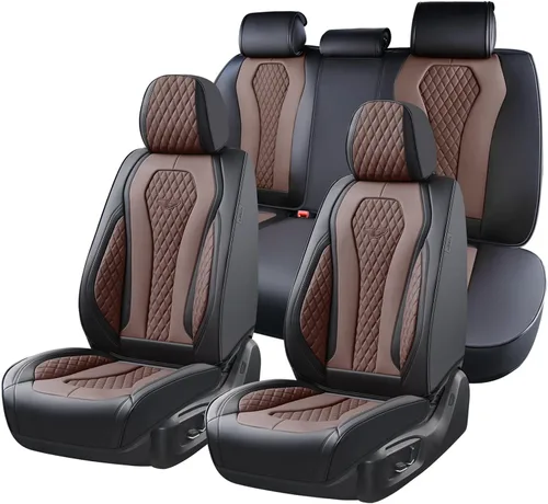 Vista 18 de Coverado Fundas de asiento de automóvil, fundas de asiento delantero, funda de asiento de coche beige, fundas impermeables para asiento
