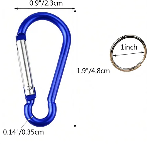 Vista 2 de 30 clips de mosquetón de 2 pulgadas con llaveros de aluminio con anillo en D