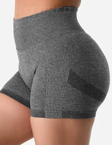 Vista 3 de YEOREO Pantalones cortos profesionales de entrenamiento para mujer, 3.6 pulgadas, pantalones cortos sin costuras, cintura alta, contorno, gimnasio