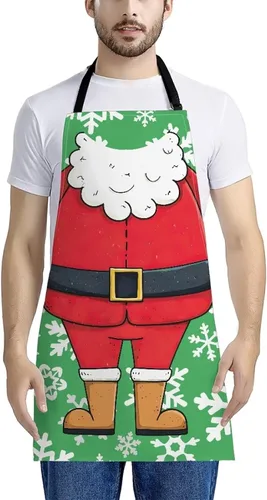 Vista 45 de Dreaweet Delantal de cocina unisex con cuello ajustable de Navidad
