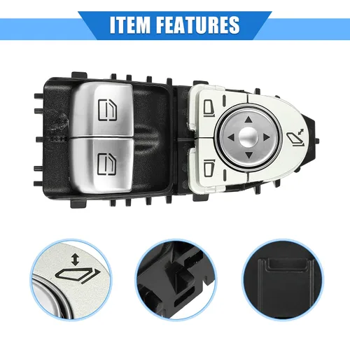 Vista 4 de Interruptor de control de ventana compatible con Mercedes-Benz Vito W447 2015-2018, plástico duradero negro