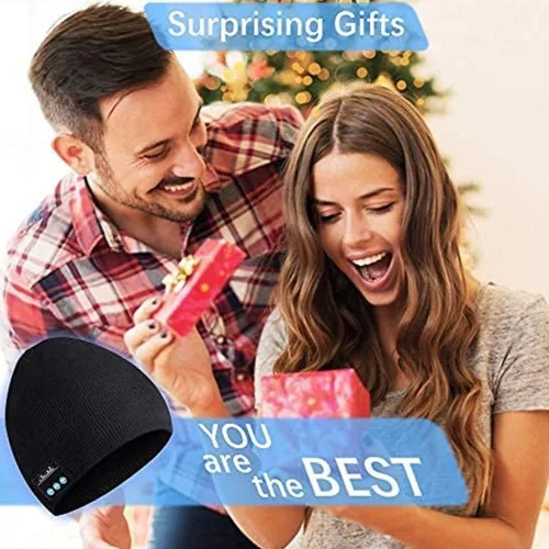 Vista 7 de EverPlus Gorro Bluetooth para hombre regalos para mujer sombrero Bluetooth gorro para auriculares negro