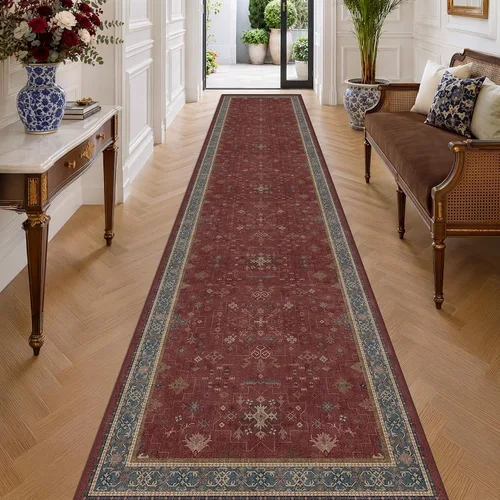Vista 205 de Hazo Haus – Alfombra pequeña para entrada, cocina o baño, antideslizante con base de goma, resistente a las manchas y a la decoloración, diseño