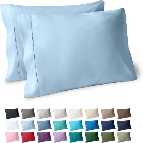 Vista 28 de Bare Home Juego de 2 fundas de almohada de microfibra de tamaño estándar, fundas de almohada refrescantes, doble cepillado, fácil cuidado, cierre