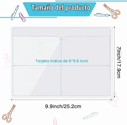 Vista 3 de Paquete de 30 bolsillos autoadhesivos para tarjetas de índice, con apertura superior, tarjetero ideal para organizar y proteger tus tarjetas
