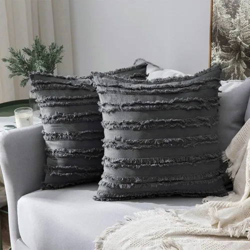 Vista 16 de MIULEE - Juego de 2 fundas de cojín decorativas de lino estilo bohemio, con patrón jacquard a rayas, para sofá, sillón, sala de estar y habitación