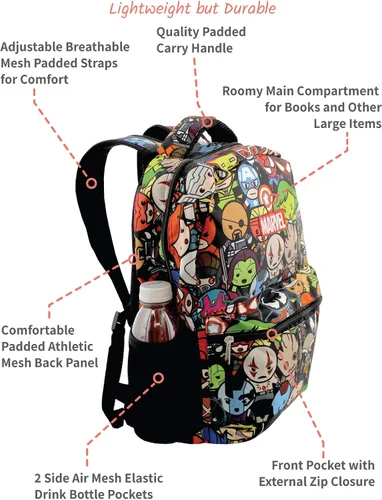 Vista 2 de Marvel Kawaii Avengers - Mochila escolar 160in Negromulti MKCFS5YT