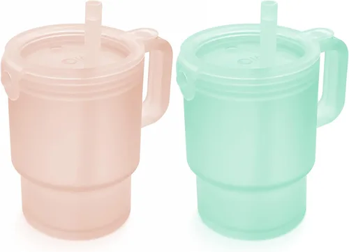 Vista 21 de Olababy Vaso de silicona para niños pequeños con asa y pajita, arándano, 11 Azul (Arándano)
