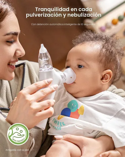 Vista 6 de GROWNSY SniffEase Spa - Aspirador nasal 3 en 1 para bebé, aerosol, succión y niebla, potente succión eléctrica de nariz de grado hospitalario