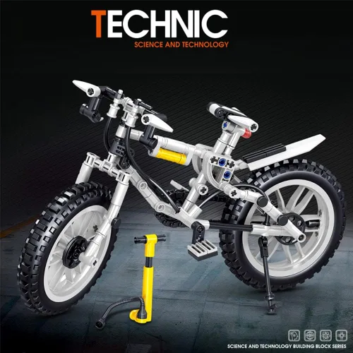Vista 3 de Bloques de construcción de bicicleta, juego de construcción de modelo de bicicleta de montaña, escala 16, kit de construcción de bicicleta de alta