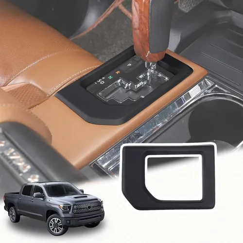 Vista 11 de Compatible con Toyota Tundra 2014-2021 ABS Consola Central Cambio Panel Marco Embellecedor Accesorios de Auto (Estilo Fibra de Carbono)