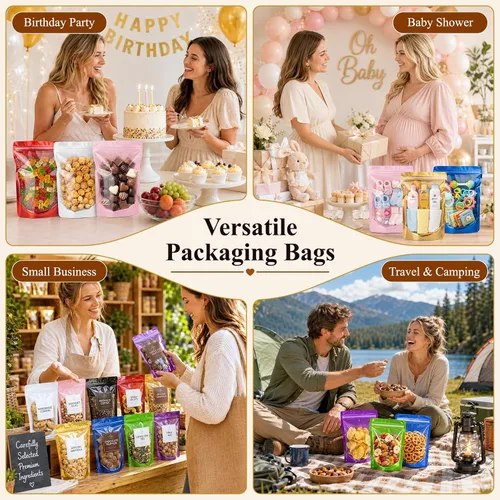 Vista 6 de ANZNKU 100PCS Mylar Bags Resealable Small Smell Proof Bags(Black, 3.5x5)