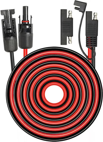 Vista 12 de 2 piezas de 1 pie de cable adaptador de panel solar a SAE - Cable de extensión de conector SAE 10AWG para kit de cargador de batería de panel solar