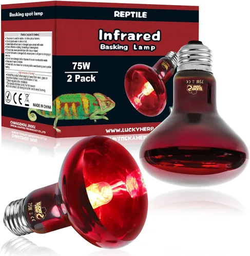 Vista 9 de LUCKY HERP Lámpara de Calor Infrarroja 50W Paquete de 2, Bombillas de Luz de Punto de Sol para Reptiles y Anfibios, Bombillas de Lámpara de Calor