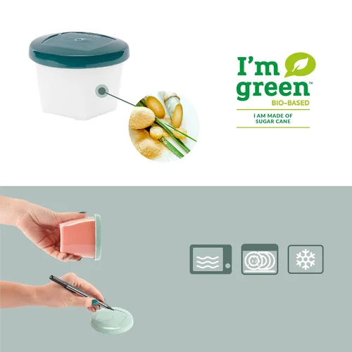 Vista 4 de Babymoov Tarros de comida ecológicos para bebés, juego de 6 (6 onzas cada uno), recipientes de almacenamiento sin BPA, hechos de caña de azúcar