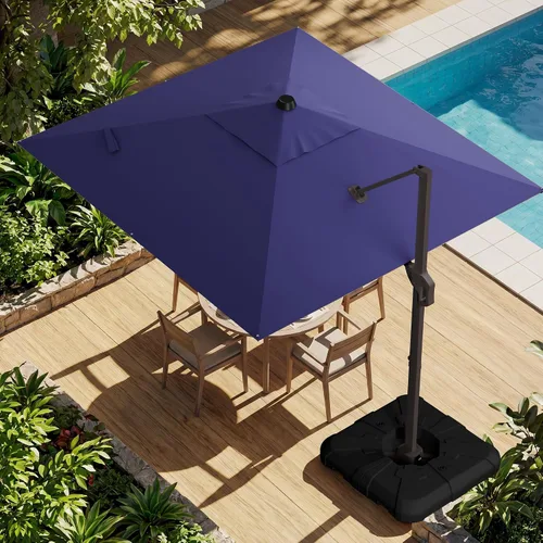 Vista 34 de Sombrilla voladiza para patio, 9 x 12 pies, sombrilla giratoria Beige