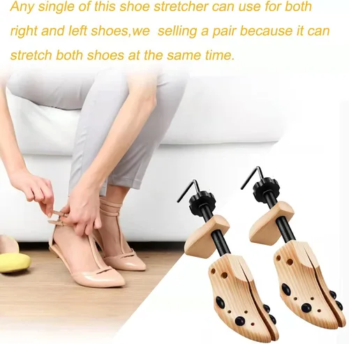 Vista 5 de Demarzily Estirador de zapatos de madera de 2 vías, estirador de zapatos de tamaño grande para hombres y mujeres, ajuste de longitud y ancho