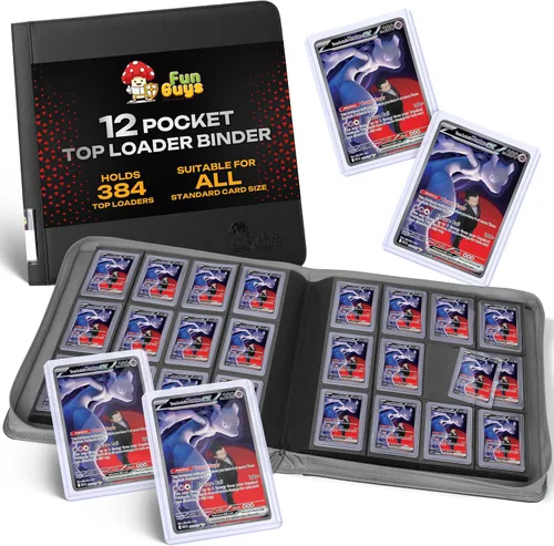 Vista 25 de FunGuys Toploader - Carpeta de almacenamiento para tarjetas intercambiables, 384 12 bolsillos para Yugioh, MTG, TCG, carpetas de tarjetas para 12