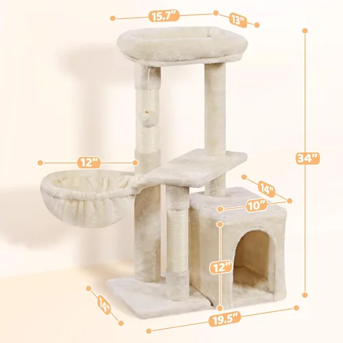 Vista 3 de Yaheetech Árbol para gatos, torre de escalada de varios niveles para gatos de interior, centro de actividades de mascotas, poste rascador, muebles
