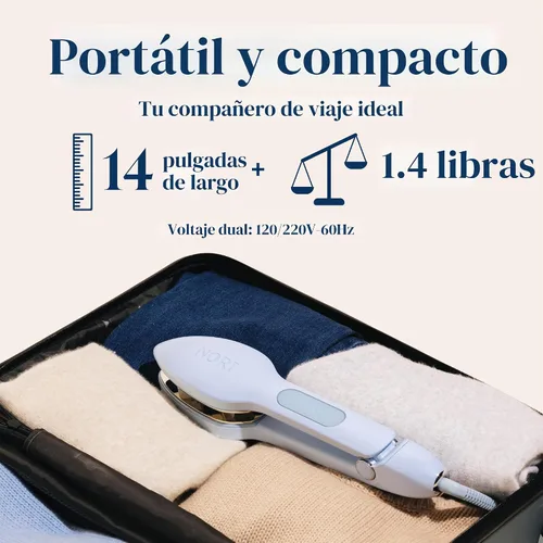 Vista 5 de Nori Press Travel Steam Iron - Handheld Iron w/ 6 Fabric Settings - Blue