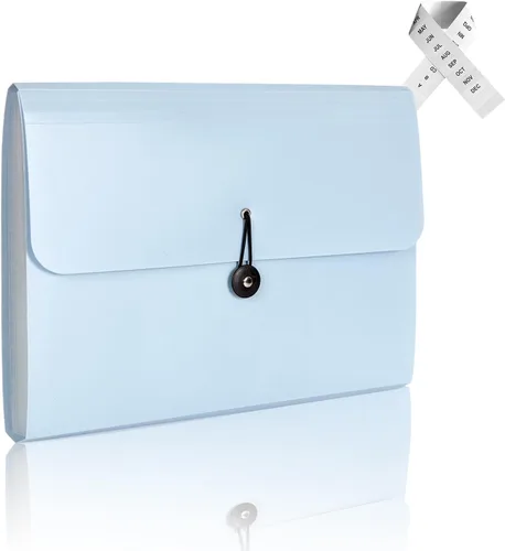 Vista 24 de Carpeta de archivos expandible con 13 bolsillos, carpeta de archivo de acordeón para documentos, organizador estético de papel negro