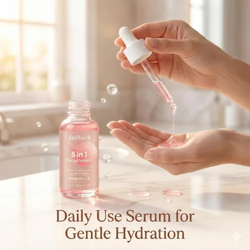 Vista 3 de Suero facial hidratante 5 en 1 con vitamina C, ácido hialurónico, niacinamida y colágeno, suero facial ligero para una piel hidratante diaria, suave