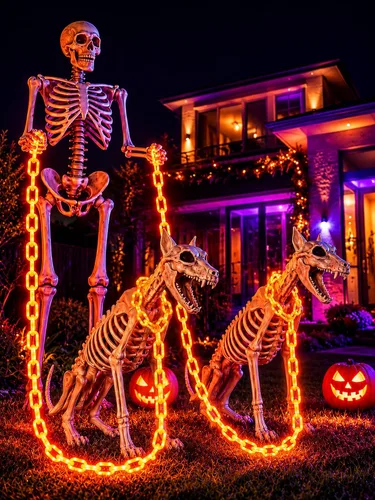 Vista 3 de Cadena de luces de Halloween con batería de 10 pies, 160 LED, color naranja