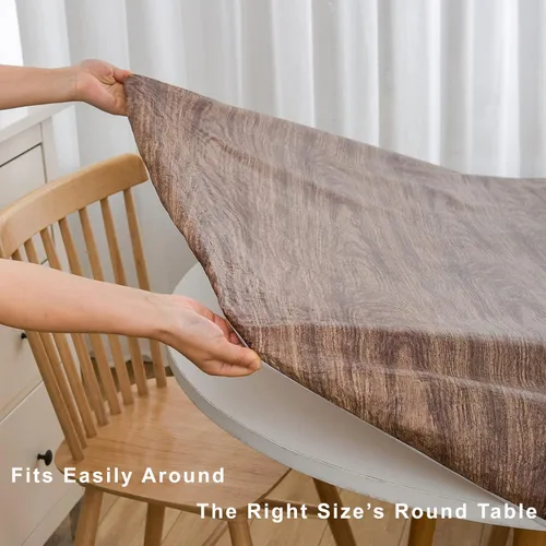 Vista 138 de LIBERECOO Mantel redondo de vinilo ajustable con reverso de franela, borde elástico, impermeable, resistente a las manchas, mantel lavable
