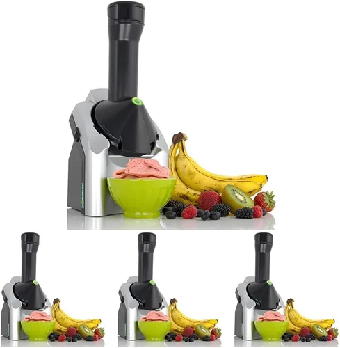 Vista 8 de Yonanas - Máquina clásica de helado de fruta congelada para golosinas veganas y sin lácteos saludables, máquina plateada de 200W con 36 recetas