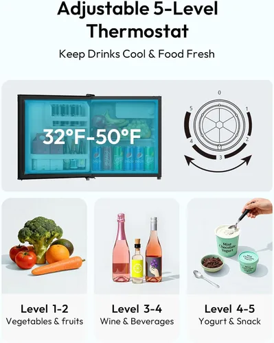 Vista 3 de EUHOMY Mini refrigerador de 1.7 pies cúbicos, refrigerador compacto de Negro
