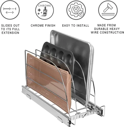 Vista 6 de HOLDN' STORAGE Organizador extraíble para utensilios de horno, tabla de cortar y bandejas, divisores ajustables, resistente, garantía limitada
