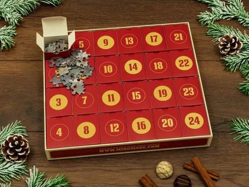 Vista 2 de Calendario de Adviento original de rompecabezas 2025 – Magia de Navidad, 24 cajas de 1008 piezas, regalo de cuenta regresiva de Navidad, diversión