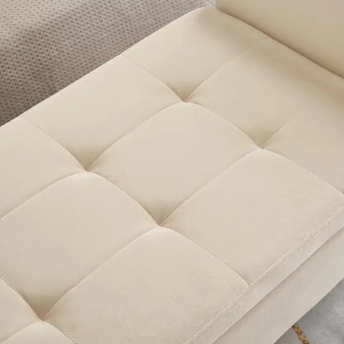 Vista 6 de 51.5" Velvet Storage Bench, Upholstered Button Tufted Design, Bedside Bench with Armrests, Secure Hinged Storage Space, Suitable for Bedroom Living