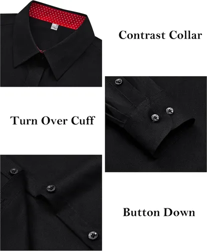 Vista 5 de siliteelon Camisas con botones para mujer, camisas de vestir de algodón de manga larga para mujer, sin arrugas, blusa de trabajo elástica