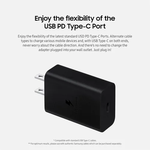 Vista 7 de Samsung Cargadores de pared USB-C de 15 W (blanco y negro)