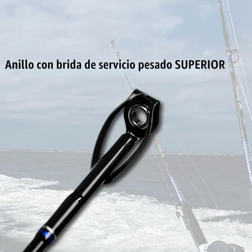 Vista 6 de Fiblink Caña de pesca de barco convencional de 1 pieza/2 piezas para agua salada en alta mar
