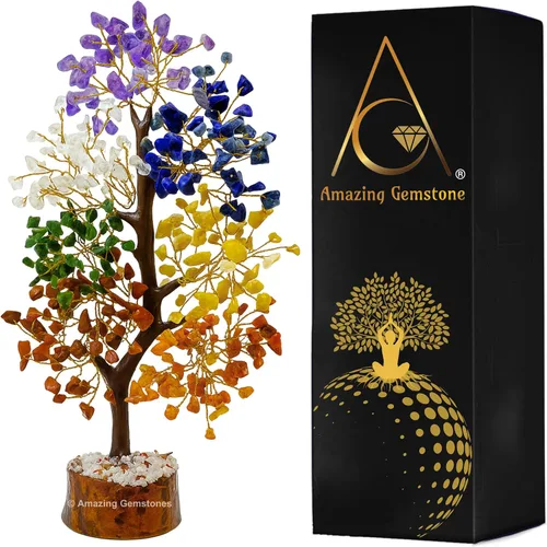 Vista 22 de Árbol de la vida con múltiples piedras preciosas naturales curativas de primera calidad, bonsái de Feng Shui, para decoración del hogar y la oficina