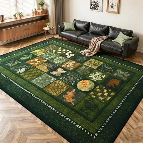 Vista 12 de Tepook Alfombras de área de 5 x 7 pies para sala de estar, alfombra geométrica grande moderna para dormitorio, alfombra de retazos lavable