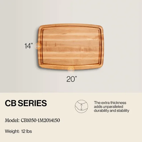 Vista 2 de John Boos CB Series Tabla de cortar rectangular de madera de arce de 20 x 14 pulgadas, 1.5 pulgadas de grosor, bloque de carnicero reversible de 12