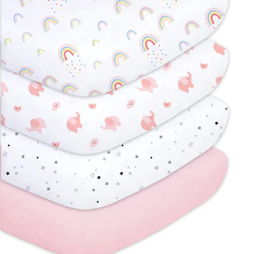 Vista 20 de Sábanas ajustadas para cuna para bebés niños 3 Pack, juego de sábanas de cuna de microfibra extra suave de 28" x 52" para colchón de cuna de bebé