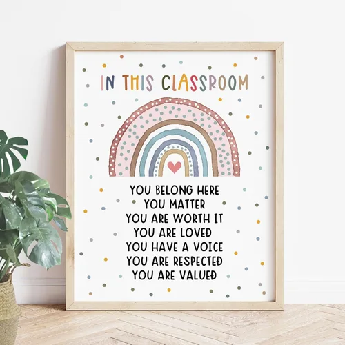 Vista 3 de Boho Rainbow Classroom Decor, Bulletin Board Decor, Diversity Classroom, Daycare Print, Preschool Decor, Elementary Wall Decor, Classroom Decor